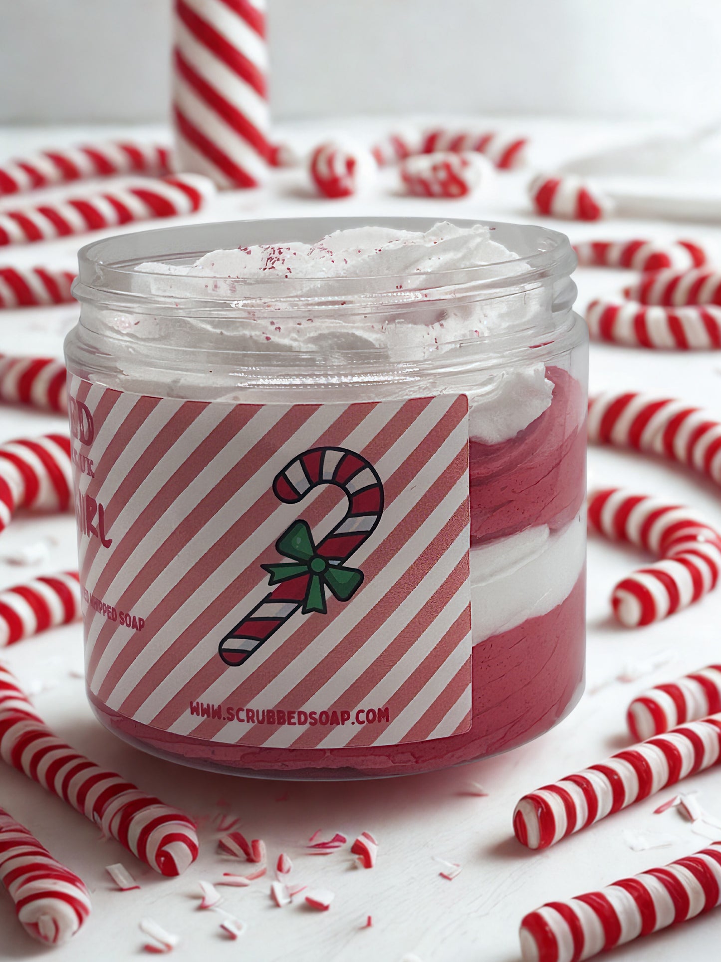 Candy Cane Swirl Whipped Soap